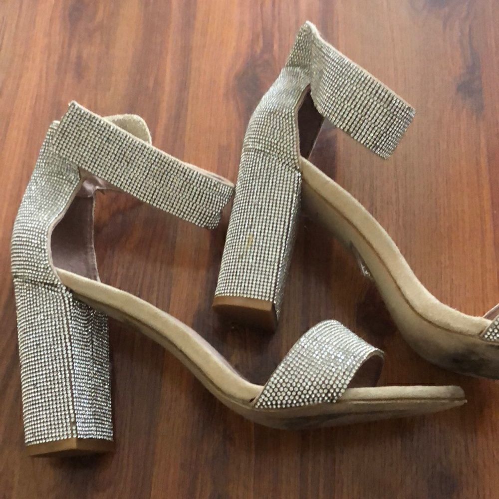 Jeffrey Campbell Rhinestone strap he chunky heel. Size 8.5